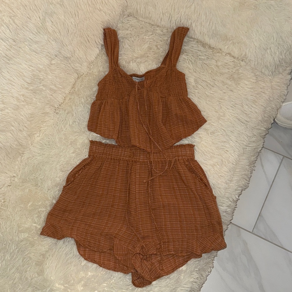 2 Piece Arizona Jean Co Smocked Crop Top and Shorts